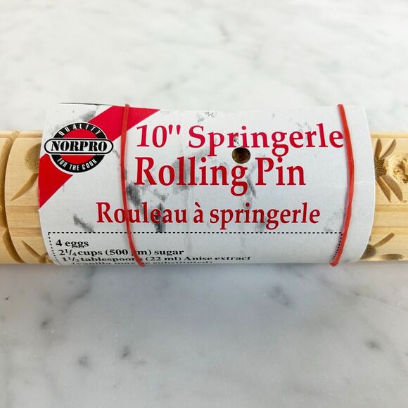 Springerle Wooden Rolling Pin 10" Norpro #3083 - Picture 4 of 5
